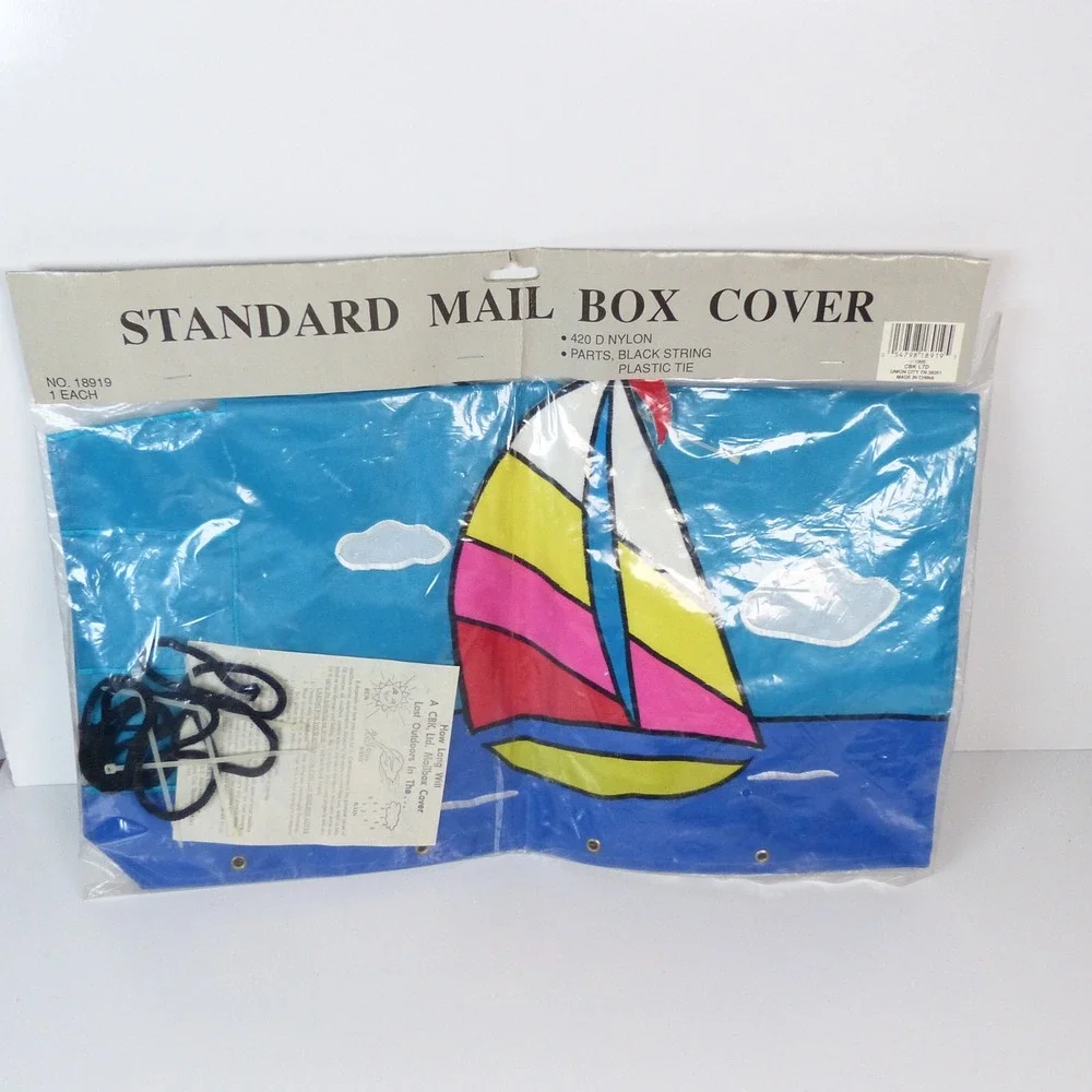 CBK Sailboat Mailbox Cover Vintage 1994 Nautical Banner Decor 18x20 Neon 90s NOS